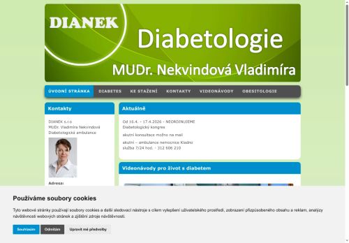 Zobrazit webové stránky Diabetologie DIANEK s.r.o. - MUDr. Vladimíra Nekvindová