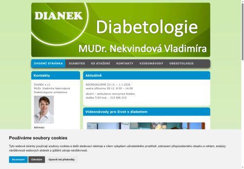 Zobrazit webové stránky Diabetologie DIANEK s.r.o. - MUDr. Vladimíra Nekvindová