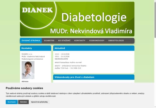 Zobrazit webové stránky Diabetologie DIANEK s.r.o. - MUDr. Vladimíra Nekvindová