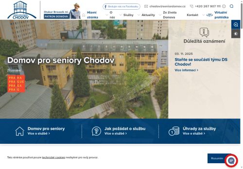 Webové stránky Domov pro seniory Chodov, Praha