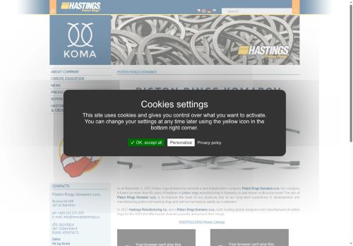 Piston Rings Komarov s.r.o. nabízí práci na pozici Galvanizér - chromař v obci Komárov