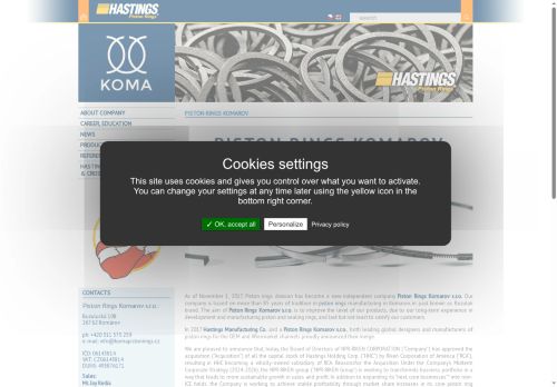 Piston Rings Komarov s.r.o. nabízí práci na pozici Galvanizér - chromař v obci Komárov