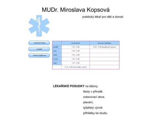 Praktický lékař pro děti a dorost - MUDr. Miroslava Kopsová
