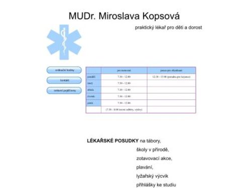 Praktický lékař pro děti a dorost - MUDr. Miroslava Kopsová