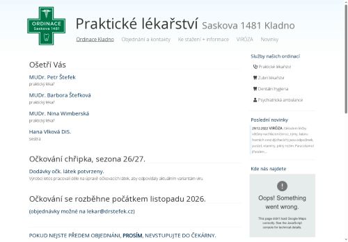 Zobrazit webové stránky Praktický lékař pro dospělé - Ordinace Saskova - MUDr. Petr Štefek, MUDr. Nina Wimberská
