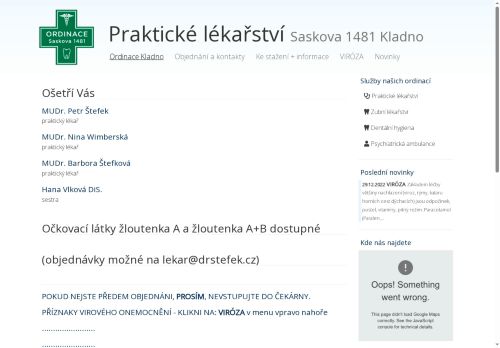 Zobrazit webové stránky Praktický lékař pro dospělé - Ordinace Saskova - MUDr. Petr Štefek, MUDr. Nina Wimberská