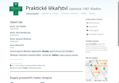 Zobrazit webové stránky Praktický lékař pro dospělé - Ordinace Saskova - MUDr. Petr Štefek, MUDr. Nina Wimberská