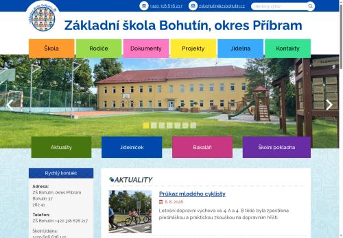 Webové stránky Základní škola Bohutín, okres Příbram, Bohutín