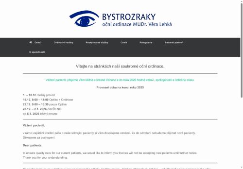 Zobrazit webové stránky Oční ordinace BYSTROZRAKY - MUDr. Věra Lehká