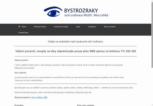 Zobrazit webové stránky Oční ordinace BYSTROZRAKY - MUDr. Věra Lehká