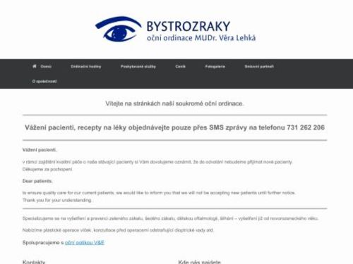 Oční ordinace BYSTROZRAKY - MUDr. Věra Lehká