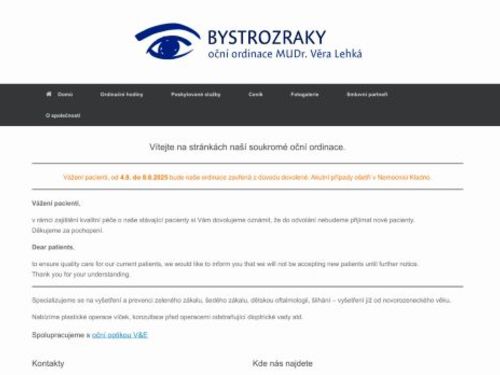 Oční ordinace BYSTROZRAKY - MUDr. Věra Lehká