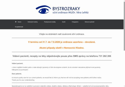 Zobrazit webové stránky Oční ordinace BYSTROZRAKY - MUDr. Věra Lehká