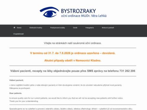Oční ordinace BYSTROZRAKY - MUDr. Věra Lehká