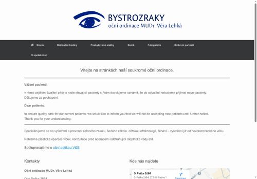 Zobrazit webové stránky Oční ordinace BYSTROZRAKY - MUDr. Věra Lehká