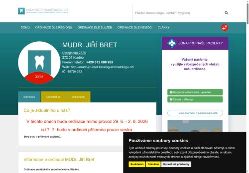Zobrazit webové stránky Zubní ordinace - MUDr. Jiří Bret