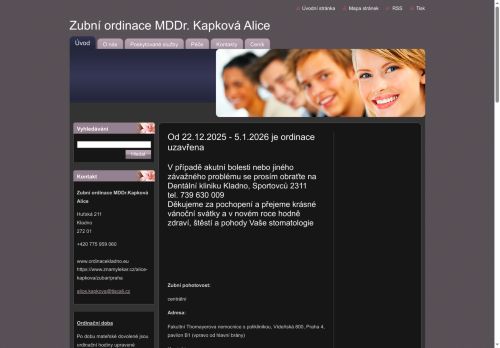 Zobrazit webové stránky Zubní ordinace - MDDr. Alice Kapková