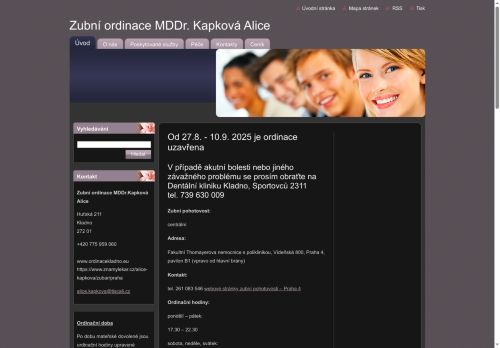 Zobrazit webové stránky Zubní ordinace - MDDr. Alice Kapková