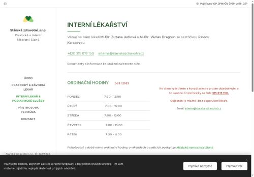 Zobrazit webové stránky Interní ambulance - Slánská zdravotní s.r.o. - MUDr. Zuzana Judlová, MUDr. Václav Dragoun
