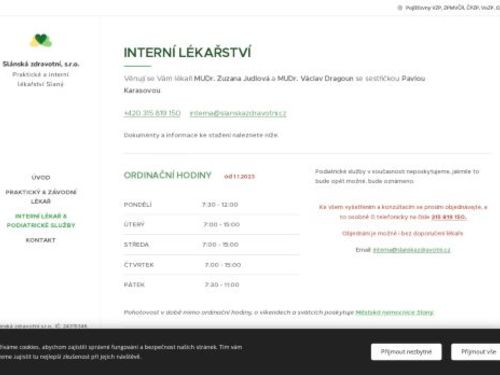 Interní ambulance - Slánská zdravotní s.r.o. - MUDr. Zuzana Judlová, MUDr. Václav Dragoun