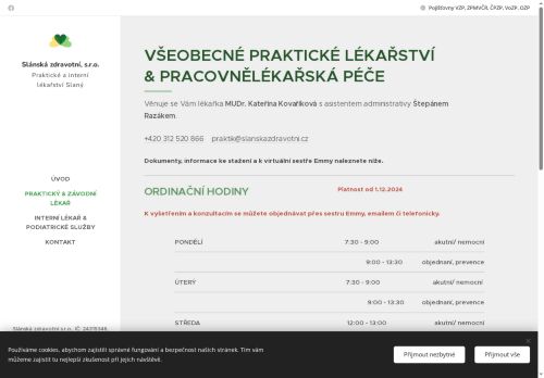 Zobrazit webové stránky Praktický lékař pro dospělé a závodní lékař - Slánská zdravotní s.r.o. - MUDr. Kateřina Kovaříková