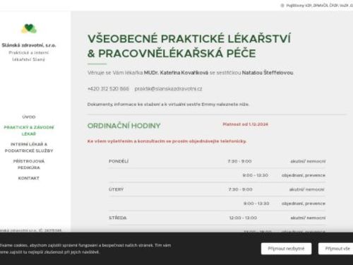 Praktický lékař pro dospělé a závodní lékař - Slánská zdravotní s.r.o. - MUDr. Kateřina Kovaříková