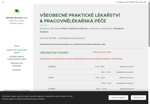 Zobrazit webové stránky Praktický lékař pro dospělé a závodní lékař - Slánská zdravotní s.r.o. - MUDr. Kateřina Kovaříková