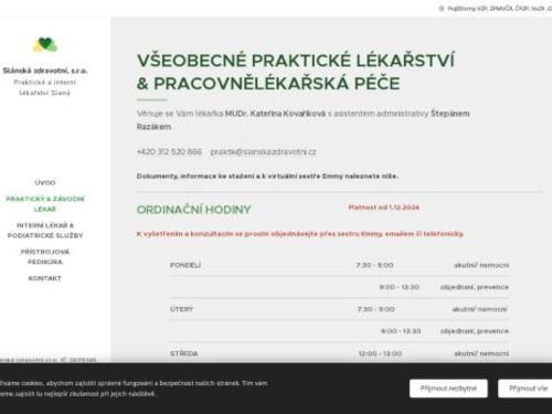 Praktický lékař pro dospělé a závodní lékař - Slánská zdravotní s.r.o. - MUDr. Kateřina Kovaříková