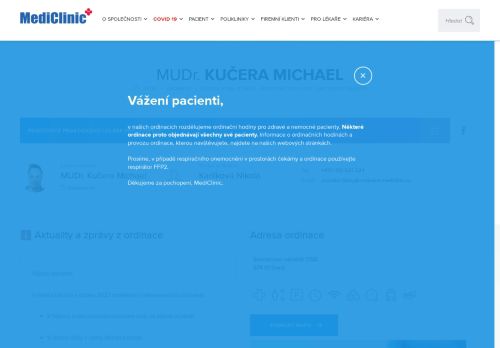 Zobrazit webové stránky Praktický lékař pro dospělé - MediClinic a.s. - MUDr. Michael Kučera