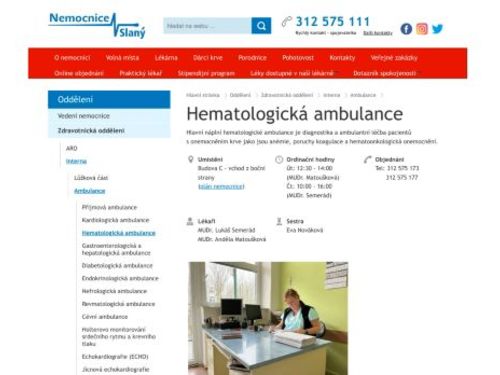Hematologická ambulance - Nemocnice Slaný