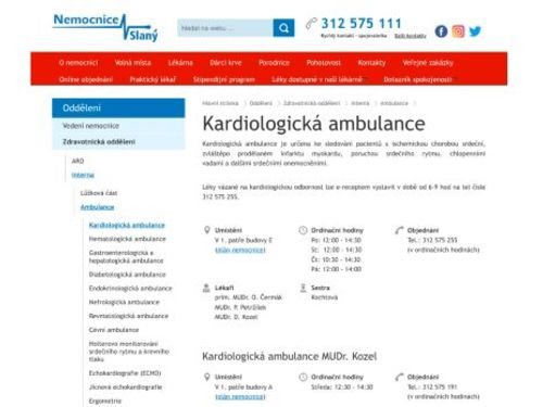 Kardiologická ambulance MUDr. D. Weissová, MUDr. J. Mácha - Nemocnice Slaný