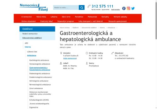 Zobrazit webové stránky Gastroenterologická a hepatologická ambulance - Nemocnice Slaný