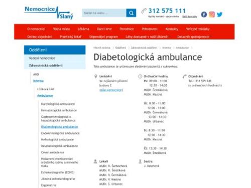 Diabetologická ambulance - Nemocnice Slaný
