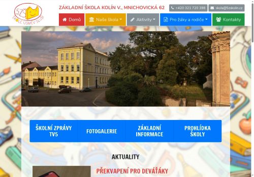 Webové stránky Základní škola Kolín V., Mnichovická 62, Kolín
