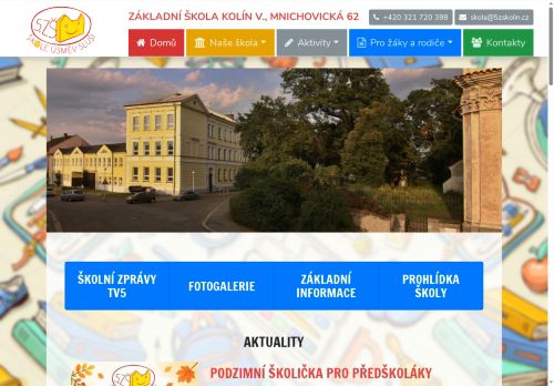 Webové stránky Základní škola Kolín V., Mnichovická 62, Kolín