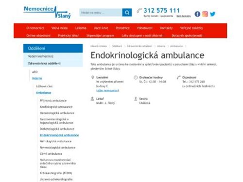 Endokrinologická ambulance - Nemocnice Slaný