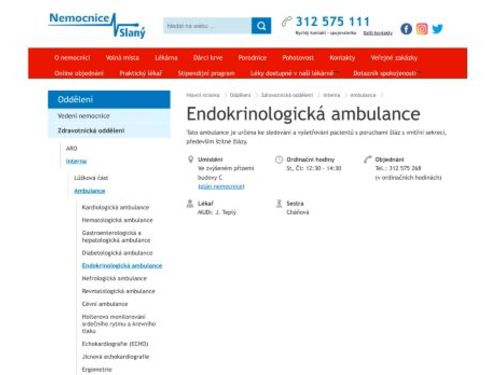 Endokrinologická ambulance - Nemocnice Slaný