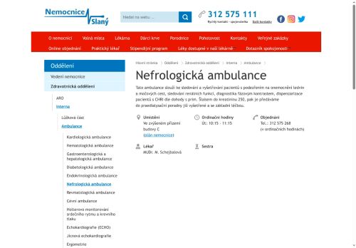 Zobrazit webové stránky Nefrologická ambulance - Nemocnice Slaný