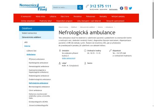 Zobrazit webové stránky Nefrologická ambulance - Nemocnice Slaný