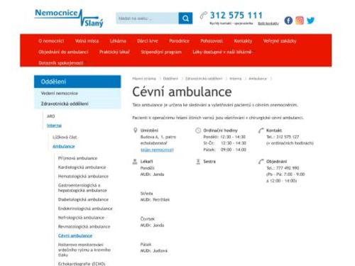 Cévní ambulance - Nemocnice Slaný