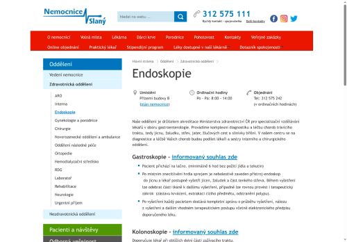 Zobrazit webové stránky Endoskopická ambulance - Nemocnice Slaný