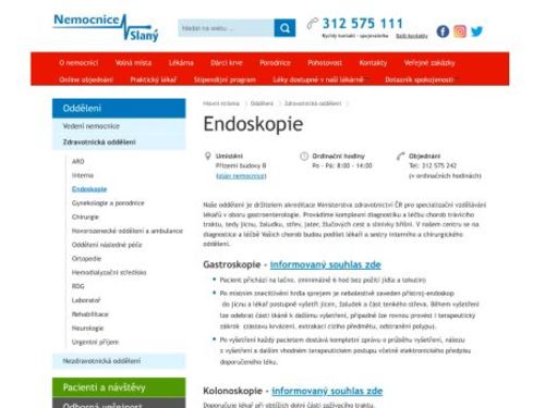 Endoskopická ambulance - Nemocnice Slaný