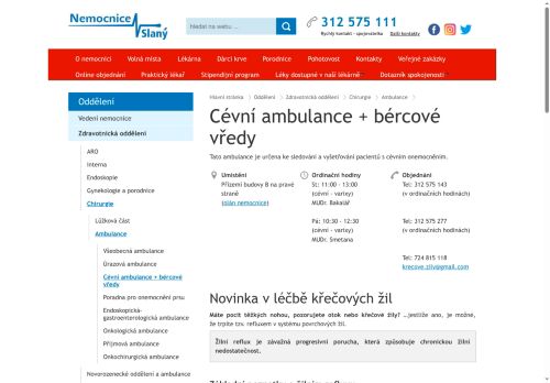 Zobrazit webové stránky Cévní ambulance (chirurgie) - Nemocnice Slaný