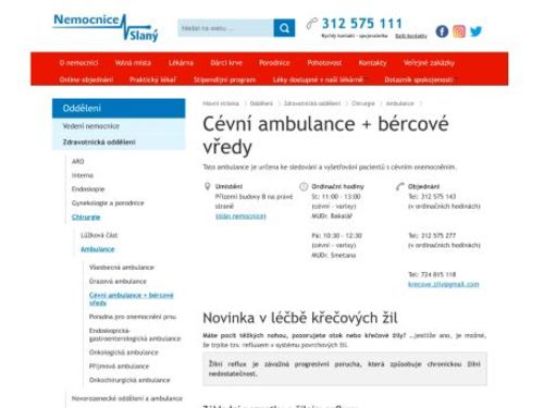 Cévní ambulance (chirurgie) - Nemocnice Slaný