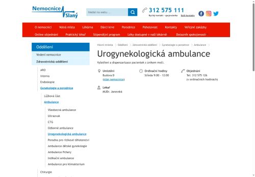 Zobrazit webové stránky Urogynekologická ambulance - Nemocnice Slaný
