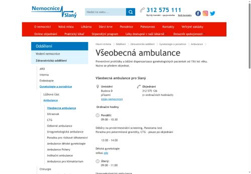 Zobrazit webové stránky Všeobecná gynekologická ambulance - Prim. MUDr. Matoušková - Nemocnice Slaný