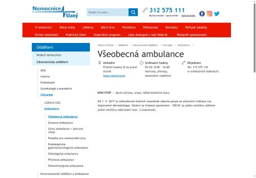 Zobrazit webové stránky Všeobecná chirurgická ambulance - Nemocnice Slaný