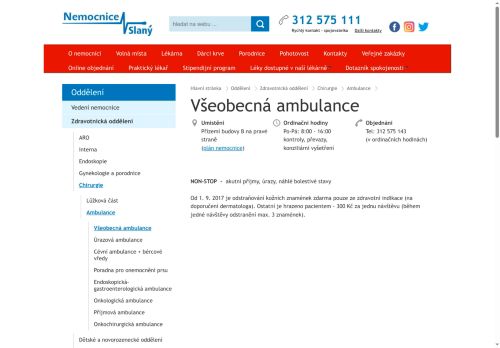 Zobrazit webové stránky Všeobecná chirurgická ambulance - Nemocnice Slaný