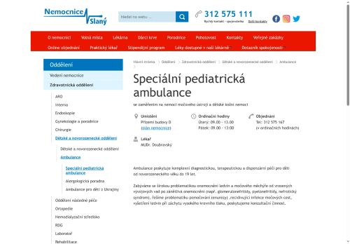 Zobrazit webové stránky Nefrologická a kožní poradna pro děti - Nemocnice Slaný