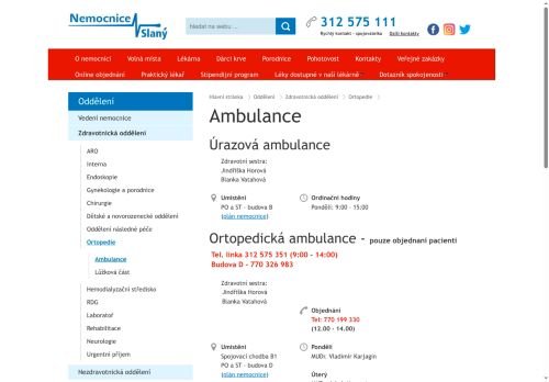 Zobrazit webové stránky Ortopedická ambulance a screening dětských kyčlí - Nemocnice Slaný